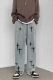 高街美式裤子男vintage绑带裤直筒设计感炸街痞帅休闲裤男XD02P42，男装牛仔裤，星座1116-2