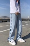 高街牛仔裤男ins潮牌绑带设计感直筒长裤N0867P48，男装牛仔裤，星座1116-2