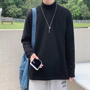 男士休闲纯色长袖打底衫半高领t恤卫衣T101P25图片