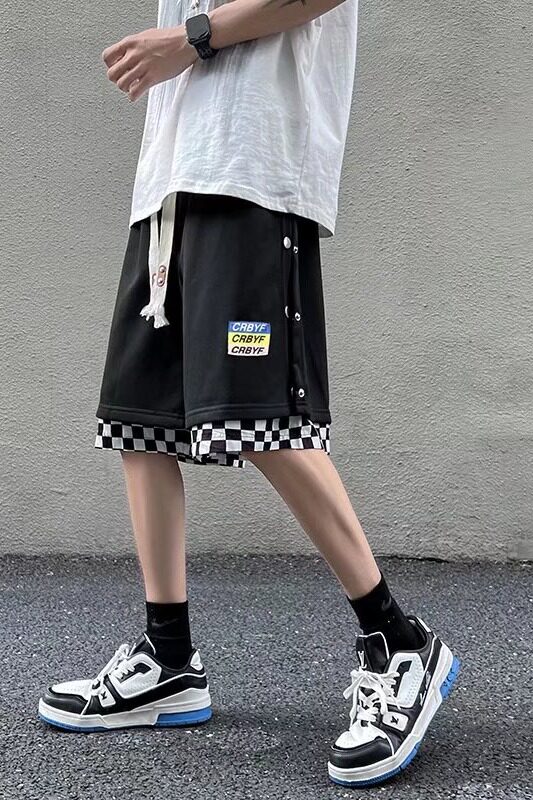 男休闲裤运动裤微弹潮夏季青春流行五分裤格子KX232P33,男装休闲裤,星座1116-2