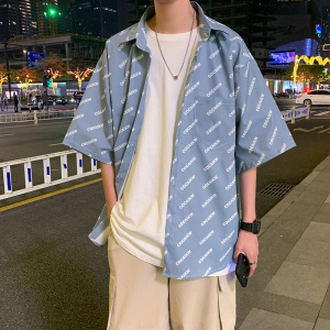 青年中袖流行短袖衬衫七分袖衬衫C059图片