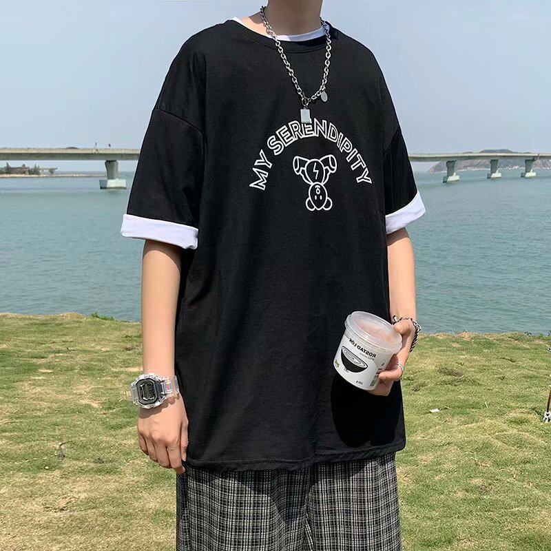 纯棉夏季新款短袖男韩版T恤宽松休闲圆领T607图片