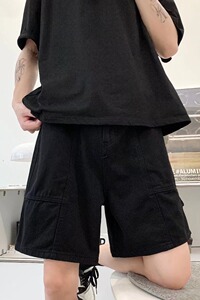 2023夏季牛仔短裤男ins潮牌港风简约百搭休闲裤直筒五分裤M865P35图片