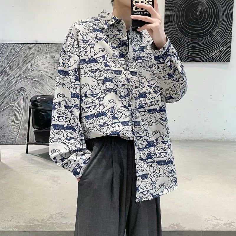 男秋季新款尖领卡通衬衫原宿简约C806P35,男装衬衫,星座1116-2