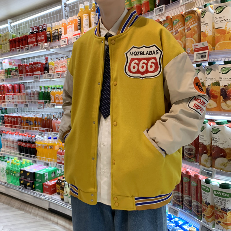 2021年秋新款宽松韩版撞色百搭棒球服外套JK83P55图片