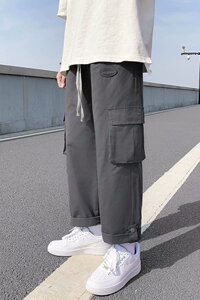 2021年新款男休闲裤工装裤长裤阔腿裤宽松青少年裤子K306P30图片