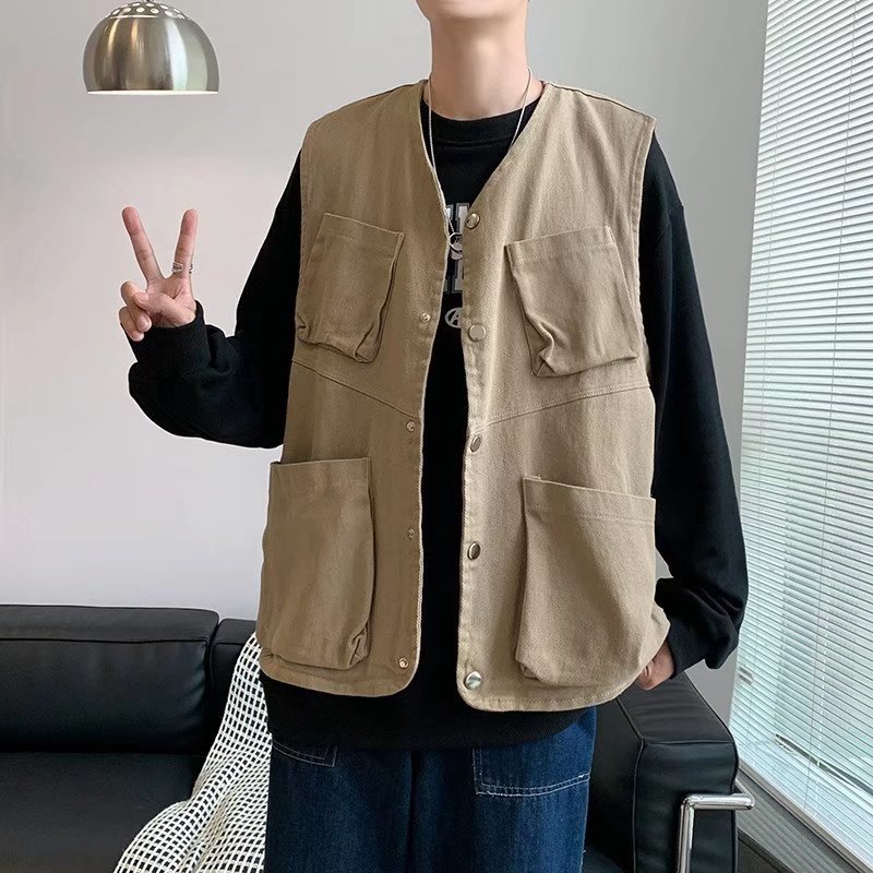 男工装背心马甲多口袋B23P32图片