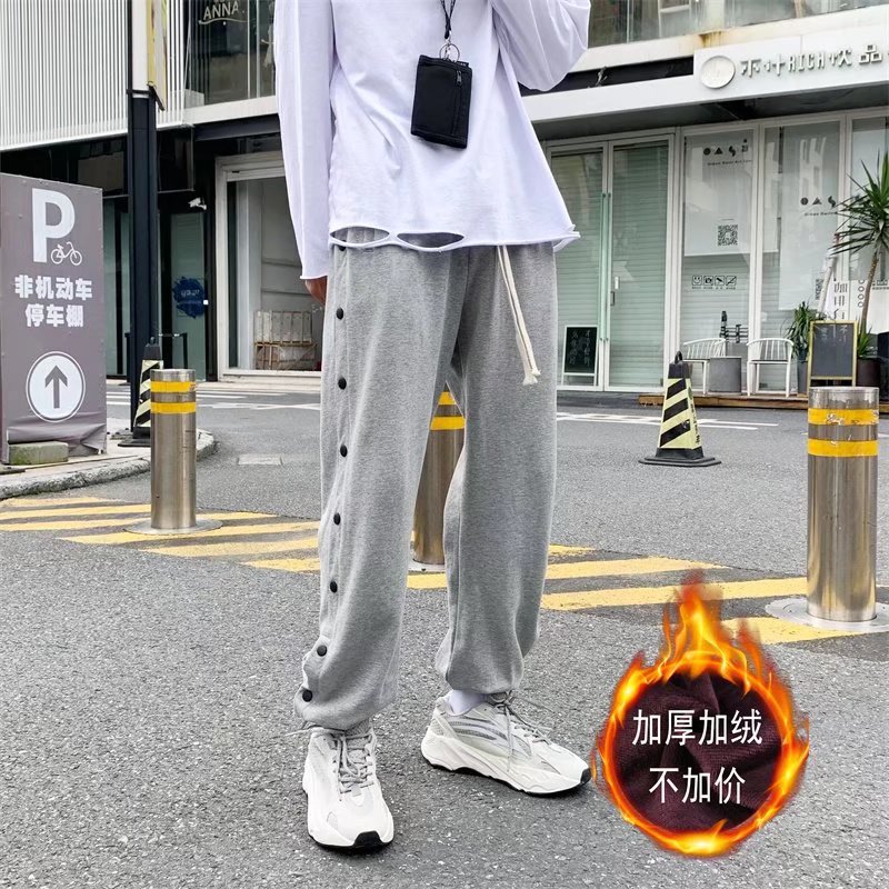 男秋冬排扣裤加绒加厚休闲裤K411P38图片