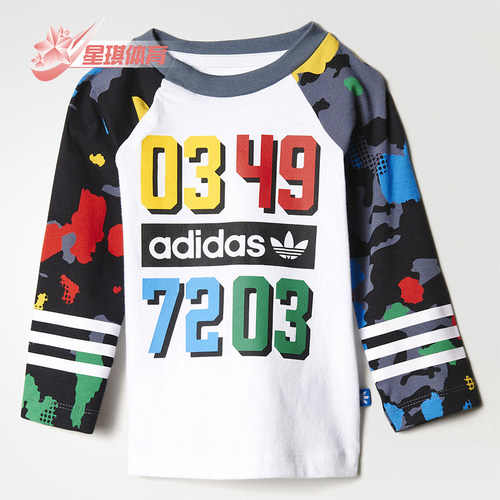 Adidas/阿迪达斯正品三叶草印花长袖T恤经典新款长袖T恤AY8559