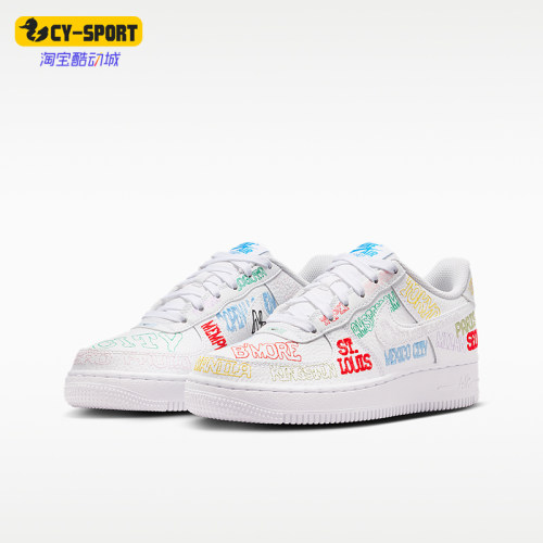 Nike/耐克正品AIR FORCE 1 GS女子大童经典运动板鞋IO9739-100