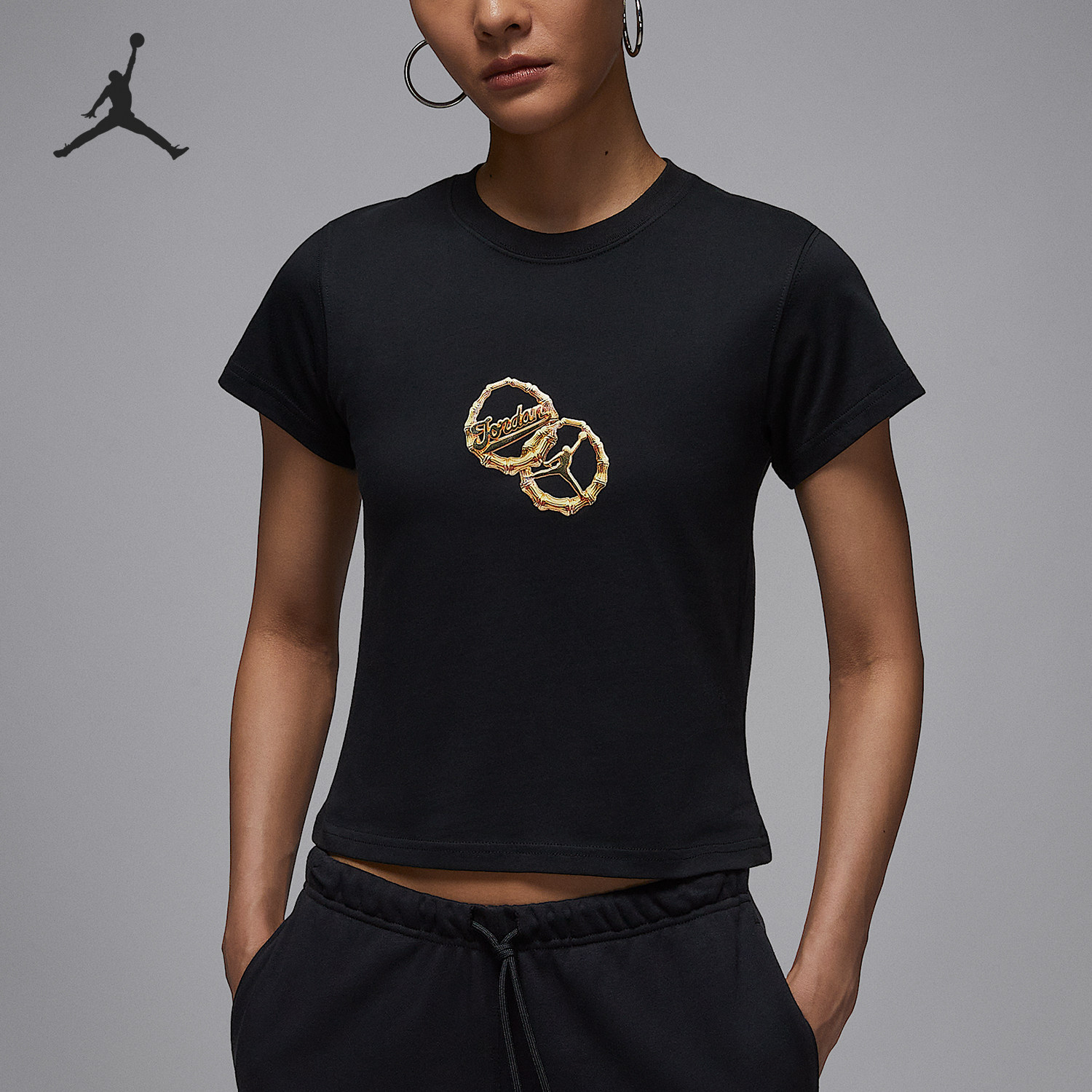 Nike/耐克官方正品JORDAN女士修身圆领休闲印花短袖IH2386-010,运动服/休闲服装,运动T恤,淘宝优惠券,粉丝福利购,淘宝优惠卷