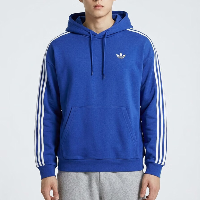 Adidas/阿迪达斯正品三叶草男士宽松舒适休闲条纹连帽卫衣KG3902
