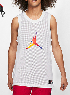 Nike/耐克正品JORDAN男士透气网眼篮球运动球衣AV0047-100