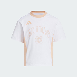 阿迪达斯正品 透气运动短袖 2025夏季 小童拼接经典 KC1544 款 Adidas
