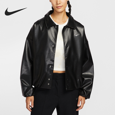 耐克女士运动翻领宽松时尚外套