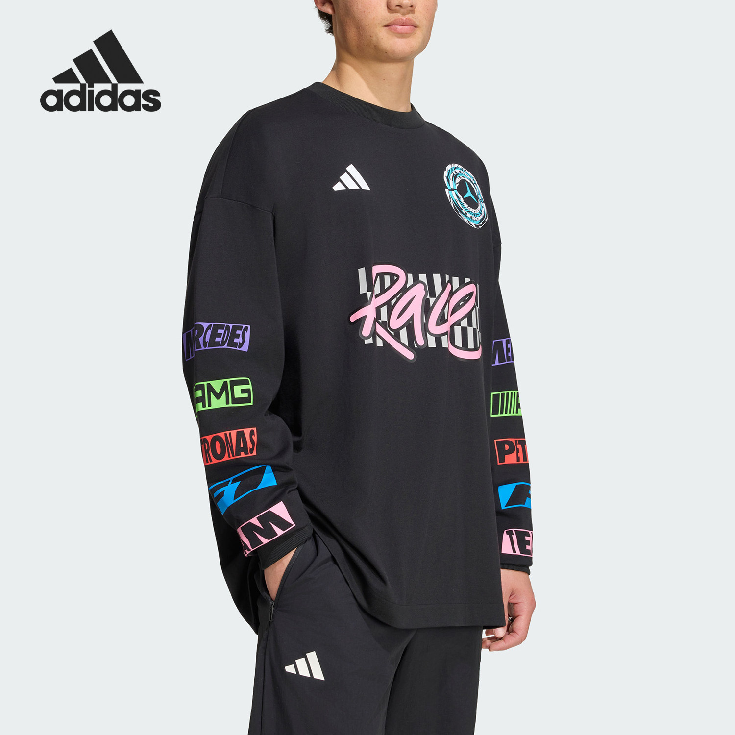 Adidas/阿迪达斯官方正品春秋款男女同款日常休闲长袖T恤 KR9698