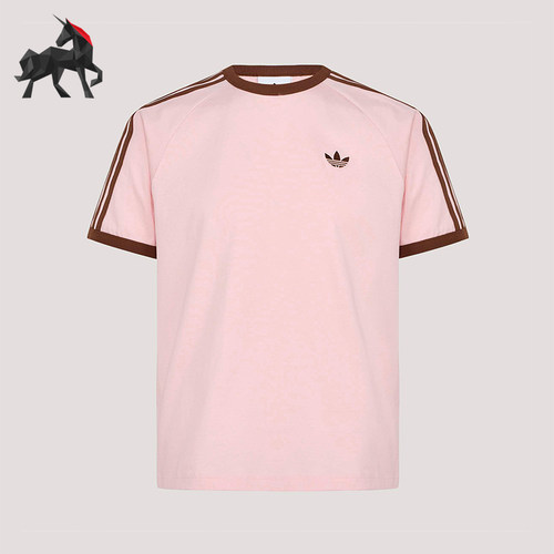 Adidas/阿迪达斯正品三叶草3S TEE男士经典条纹运动短袖T恤KG6321