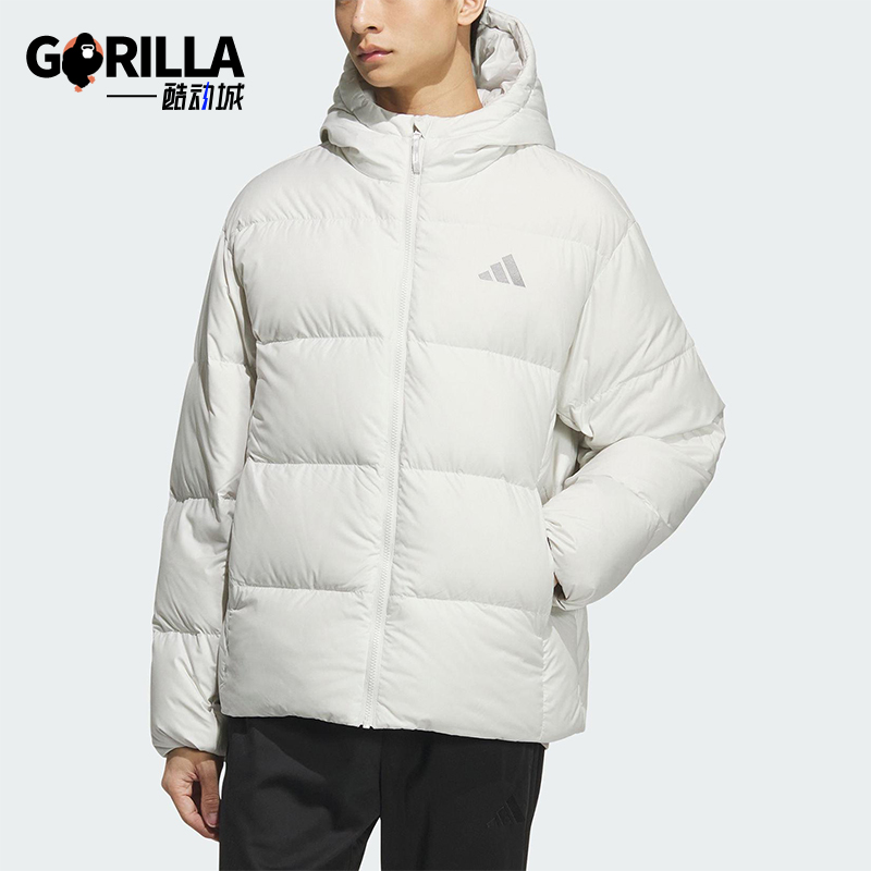 Adidas/阿迪达斯正品2025男士时尚保暖户外连帽运动羽绒服KC2477