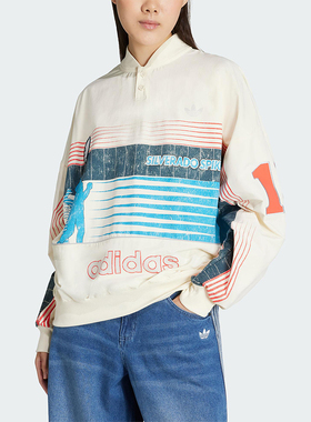 Adidas/阿迪达斯正品三叶草女士时尚运动宽松套头衫卫衣JW0148