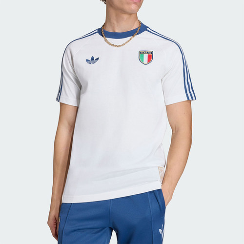 Adidas/阿迪达斯正品ITALY T-SHIRT男士复古足球短袖T恤KC6611