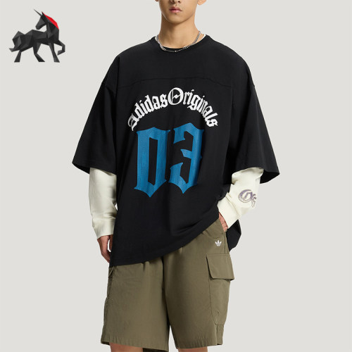 Adidas/阿迪达斯正品三叶草男士透气运动时尚字母短袖T恤KT3039