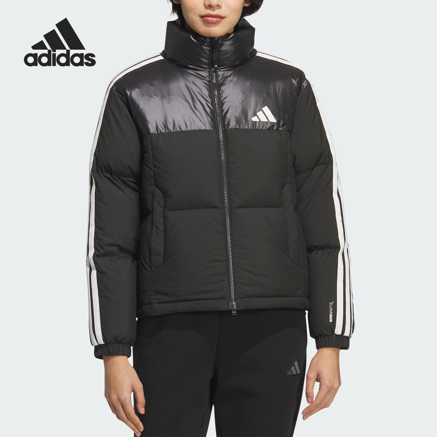 阿迪达斯女士立领保暖防风羽绒服
