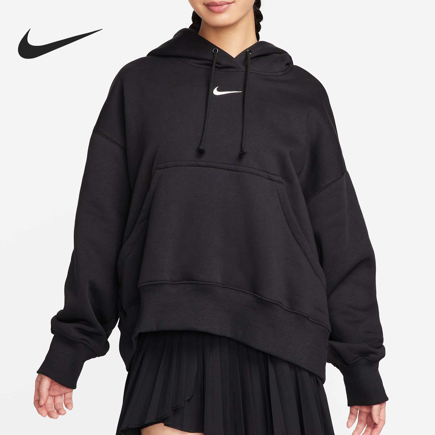 耐克女士保暖针织加绒连帽卫衣