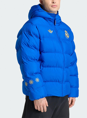 Adidas/阿迪达斯正品冬季三叶草男士运动保暖拉链足球棉服JZ2238