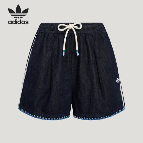 Adidas/阿迪达斯正品三叶草女士系带松紧简约运动短裤KX0747