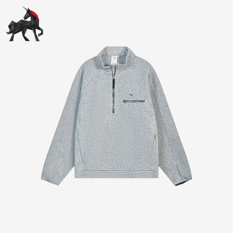 Puma/彪马正品男女保暖宽松半拉链针织透湿经典休闲卫衣636243-54