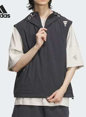 Adidas/阿迪达斯正品新款男士梭织运动宽松连帽马甲JL9962