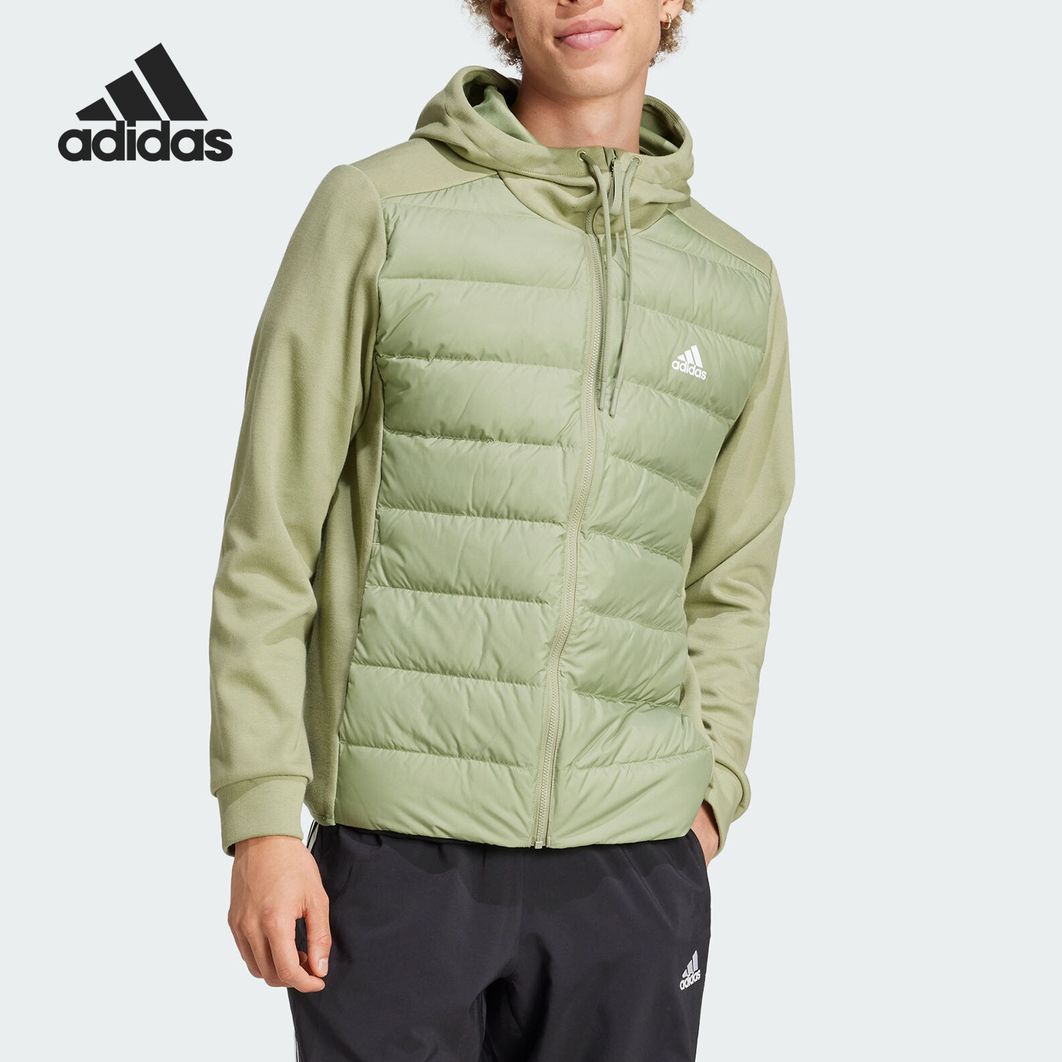 Adidas/阿迪达斯正品新款男士保暖拼接运动连帽羽绒服JM3254