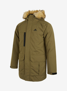 Adidas/阿迪达斯正品冬季男子连帽保暖中长款羽绒服外套 H20765