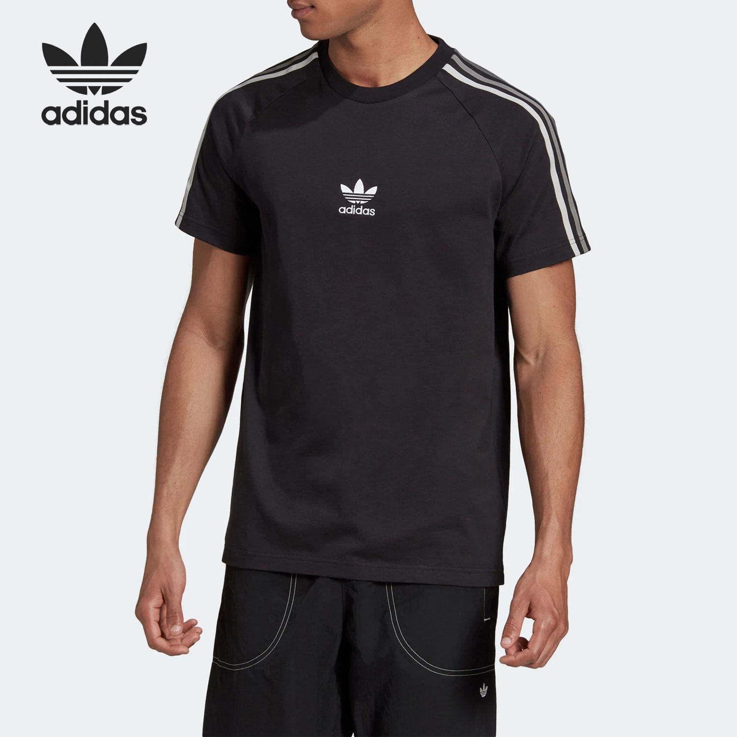 Adidas/阿迪达斯官方正品三叶草MULTI-TEE经典条纹男子T恤GK1963