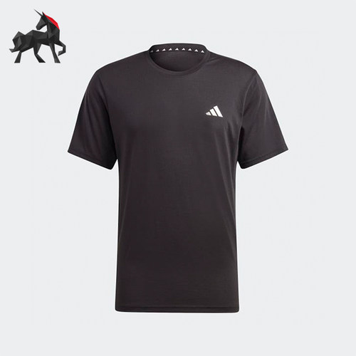 Adidas/阿迪达斯正品男士合身圆领Logo印花经典短袖套头T恤IC7421