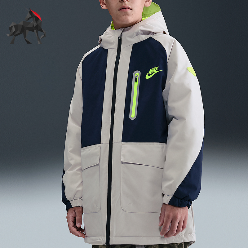Nike/耐克正品Tech 大童拉链中长保暖柔软三防夹克外套IR0011-410