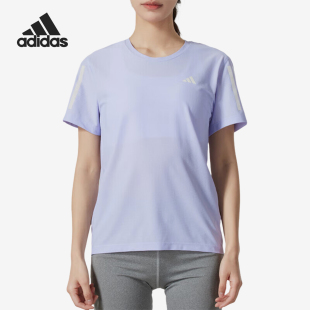 女士跑步针织短袖 Adidas 新款 阿迪达斯官方正品 JD6435 2025春季