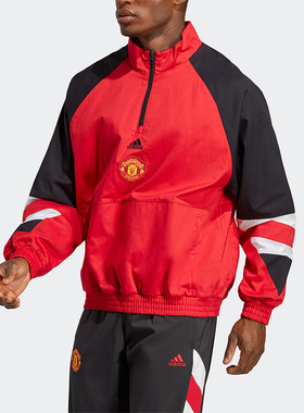 Adidas/阿迪达斯正品曼联足球休闲文化男子立领套头卫衣HT2000