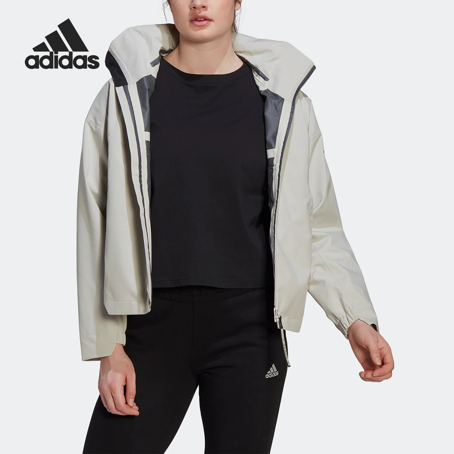 Adidas/阿迪达斯官方正品秋冬女子户外运动休闲连帽冲锋衣HG6024-封面