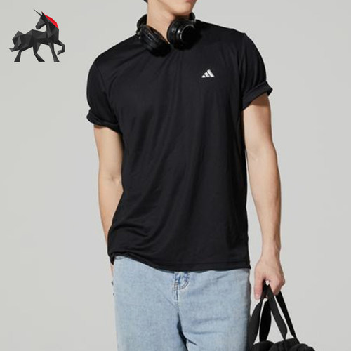 Adidas/阿迪达斯正品夏季男士简约logo印花经典耐穿T恤JG1306