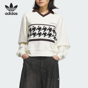 运动宽松卫衣KC2689 三叶草女士复古短款 Adidas 阿迪达斯官方正品