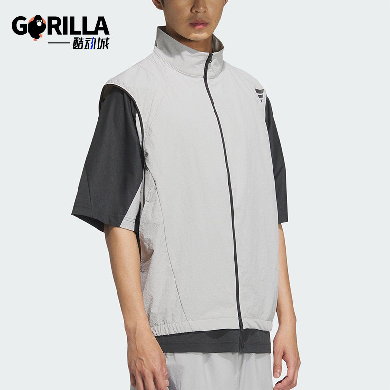 Adidas/阿迪达斯正品2025夏季款男士经典立领宽松梭织马甲KB4624