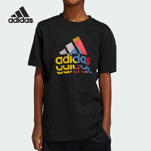 Adidas/阿迪达斯正品夏季儿童图案透气圆领休闲短袖IB9136