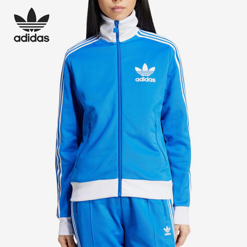 Adidas/阿迪达斯正品三叶草女士条纹休闲拉链卫衣外套IY2223