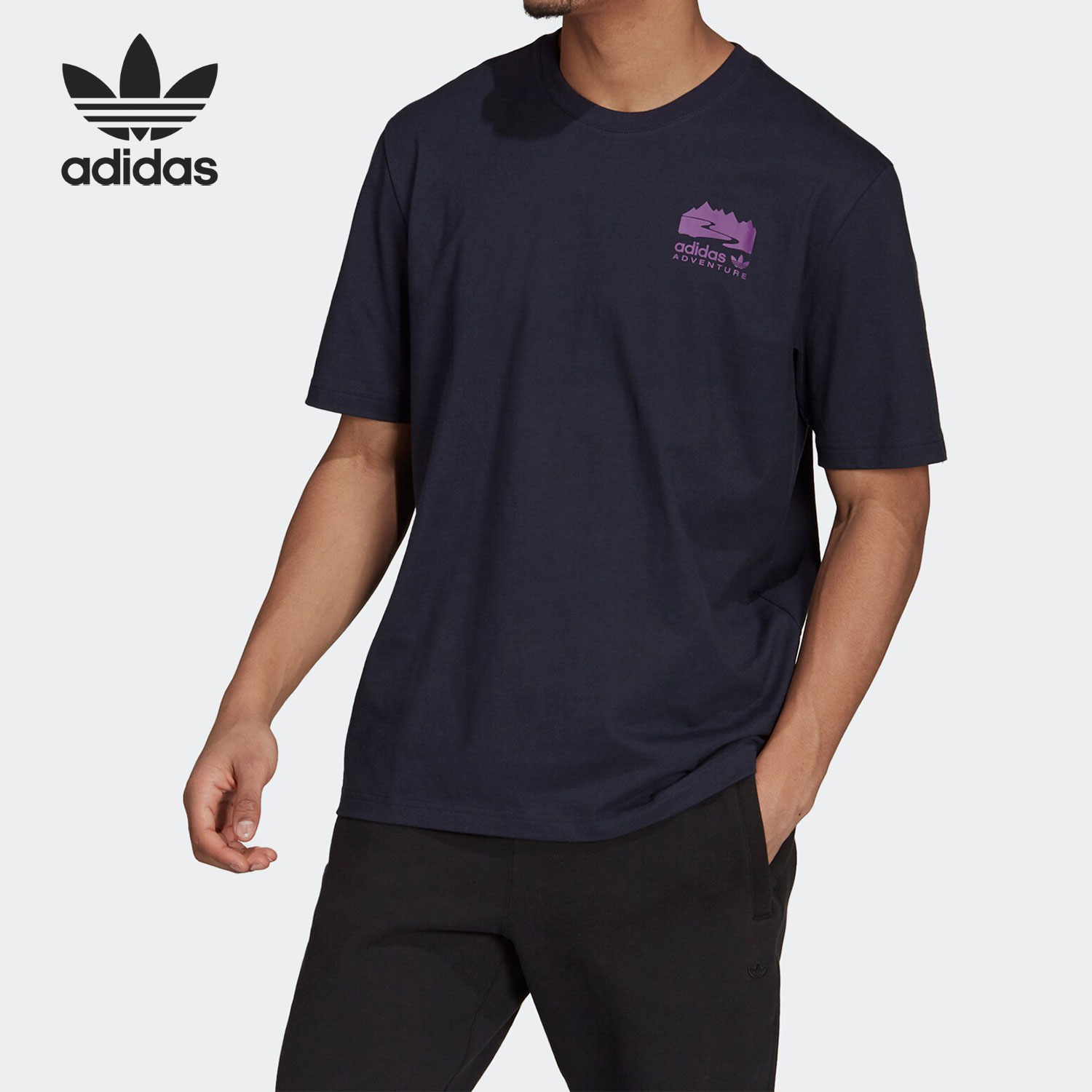 阿迪达斯三叶草男子运动短袖