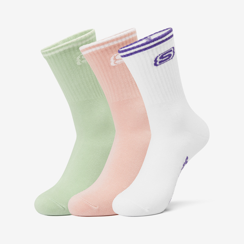 Skechers/斯凯奇正品新款男女同款时尚舒适运动中筒袜三双装