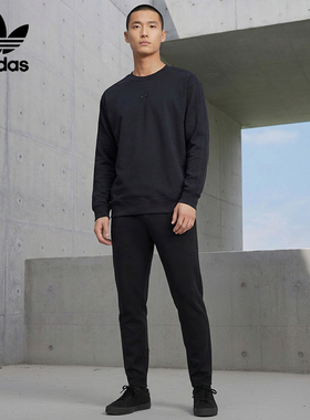 Adidas/阿迪达斯正品三叶草男士保暖圆领日常宽松卫衣JC9574