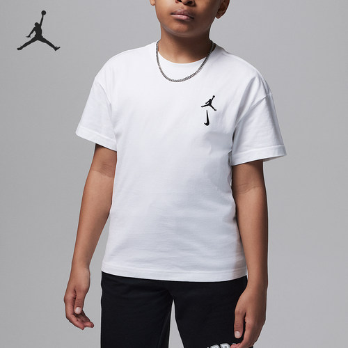 Nike/耐克正品JORDAN大童经典罗纹圆领针织短袖II3091-100