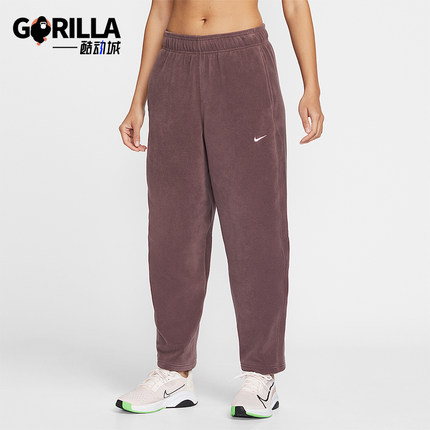 Nike/耐克正品2025冬季款女士休闲中腰摇粒绒刺绣长裤HV3708-502