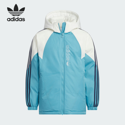 Adidas/阿迪达斯正品三叶草大童防泼水保暖连帽羽绒服JD6397